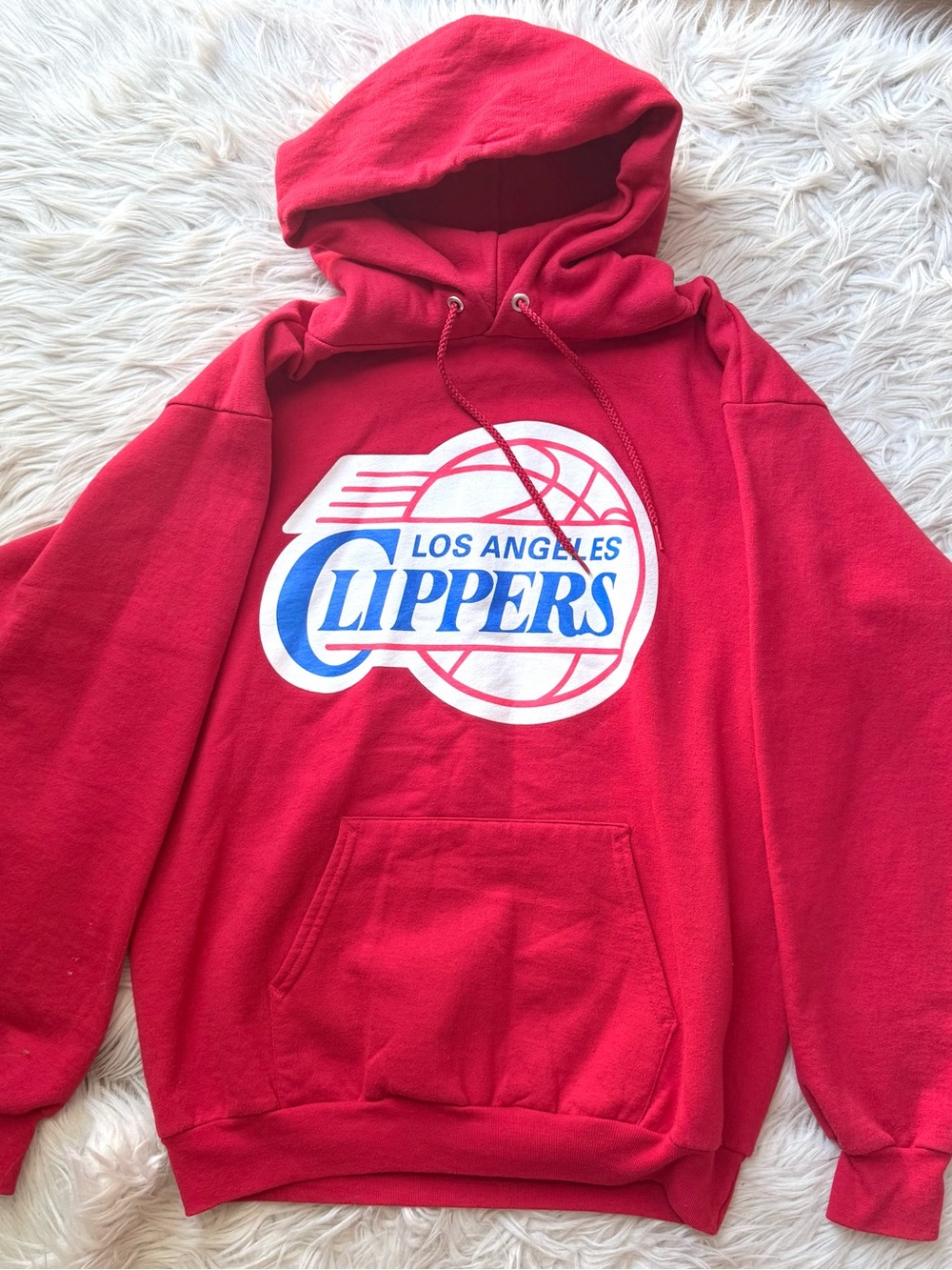 Vintage 2000s LA Clippers Wall Street Journal Hoodie Red NBA Medium